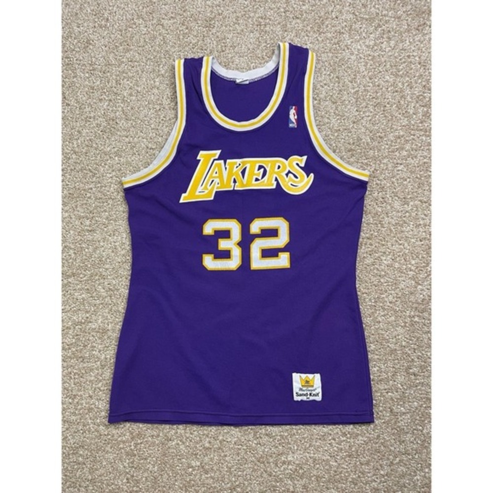 Vintage Magic Johnson 32 Sand Knit LA Lakers‎ Jersey NBA M